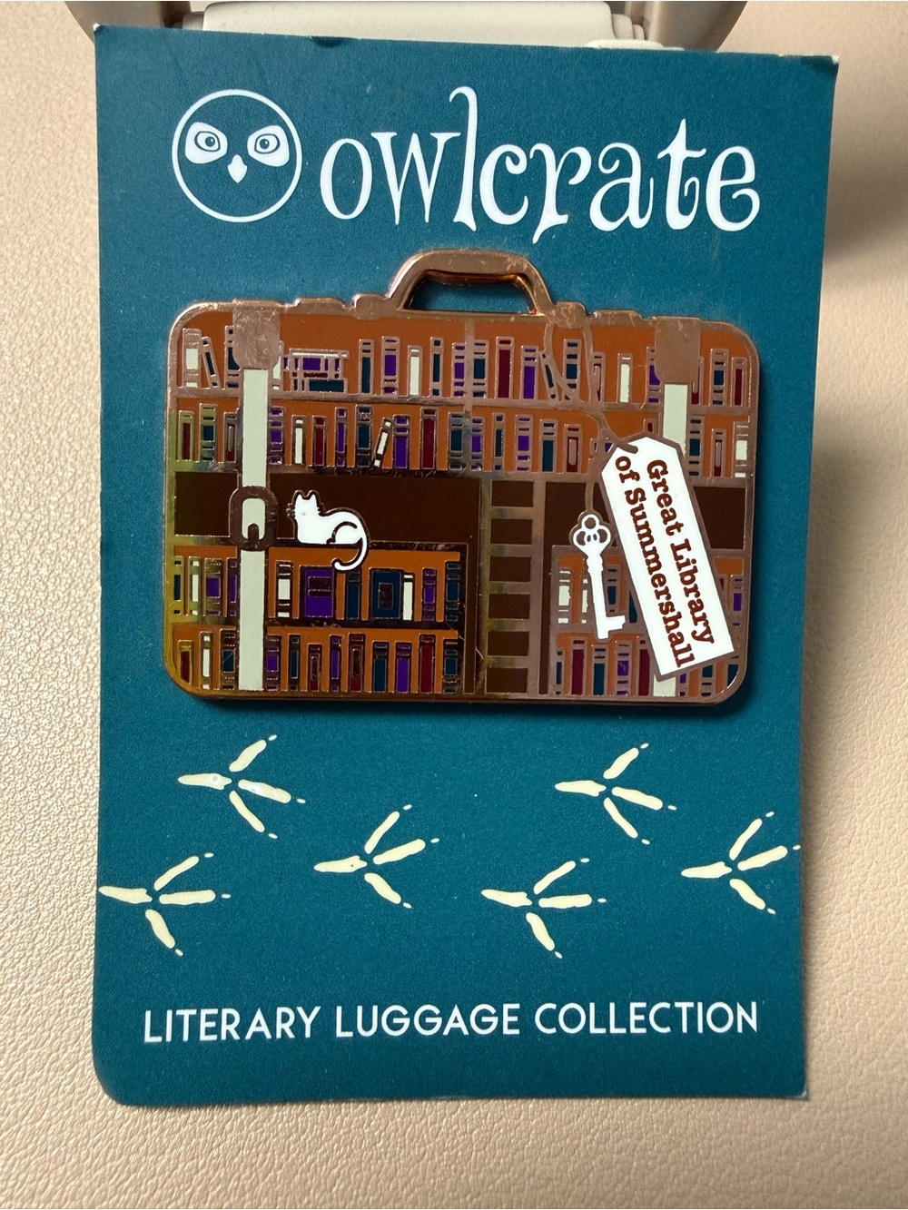 OwlCrate Literary Luggage Pin Sorcery of Thorns Great Library of Summershall